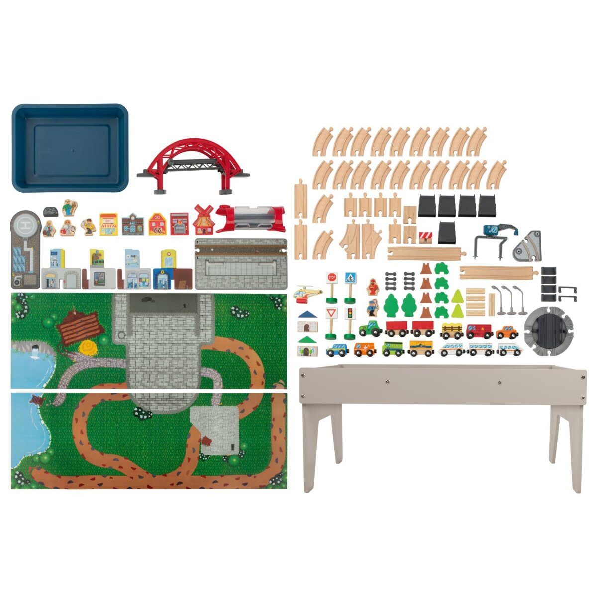 Table de jeu train en bois LUPILU®, 100 pièces