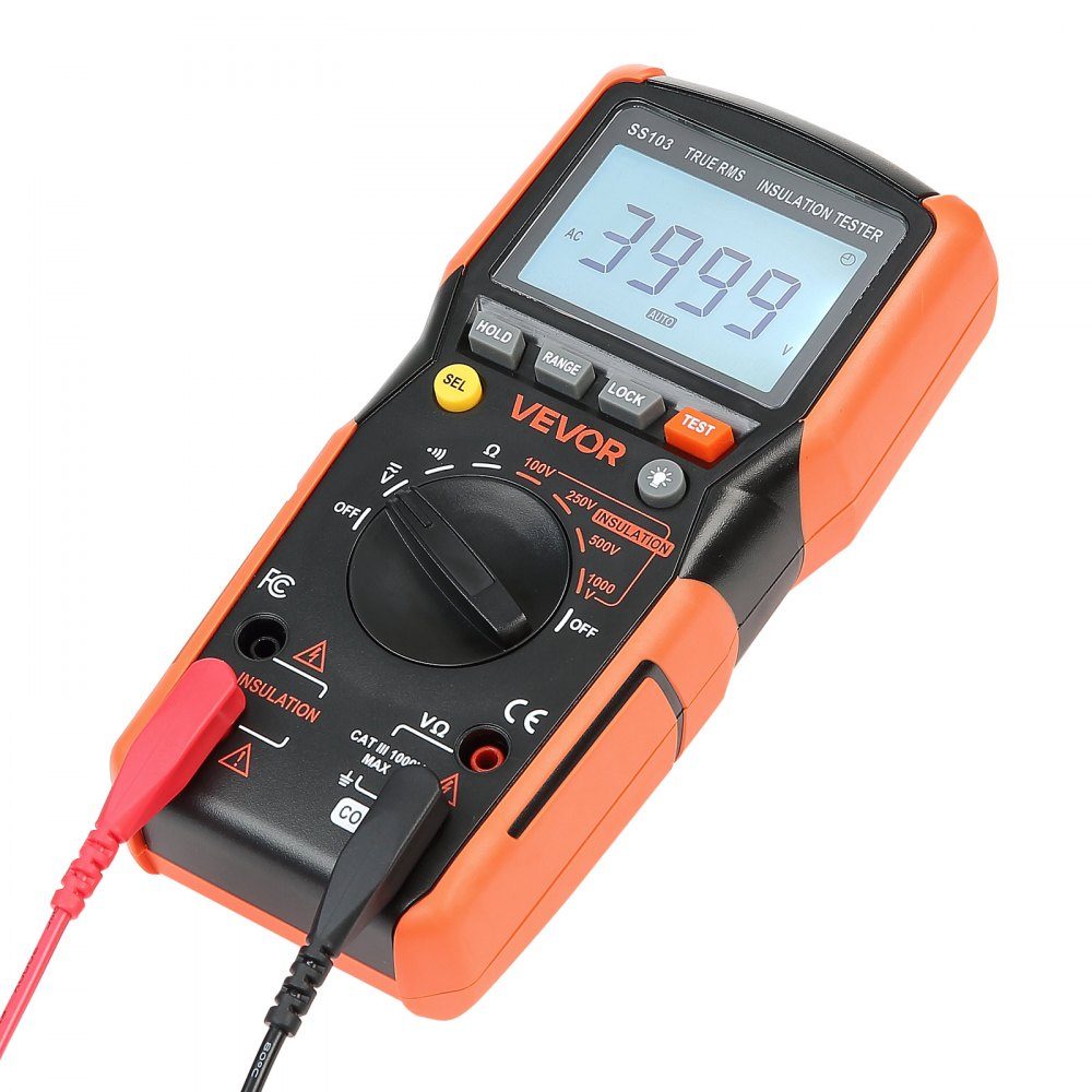 Digital Multimeter, 4000 Count TRMS Voltmeter Ohmmeter, 1000V AC/DC Voltage Tester with switchable auto/manual range for voltage, resistance and continuity measurement
