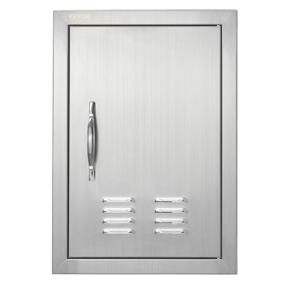 Grill Access Door 356x508mm Single Outdoor Kitchen Door Flush Mount Stainless Steel Door Vertical Wall Door with Handle and Vents for Grill Island Grill Station Outdoor Cabinet
