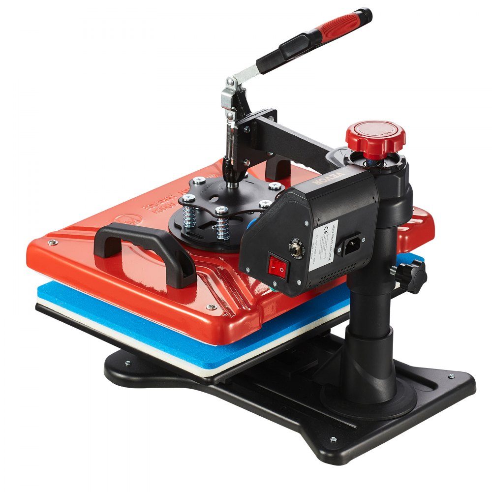 Heat Press 38x30cm Transfer Press 10 in 1 T-Shirt Press Red Textile Press Hot Press 360 Degree Rotating Multifunctional Sublimation Machine