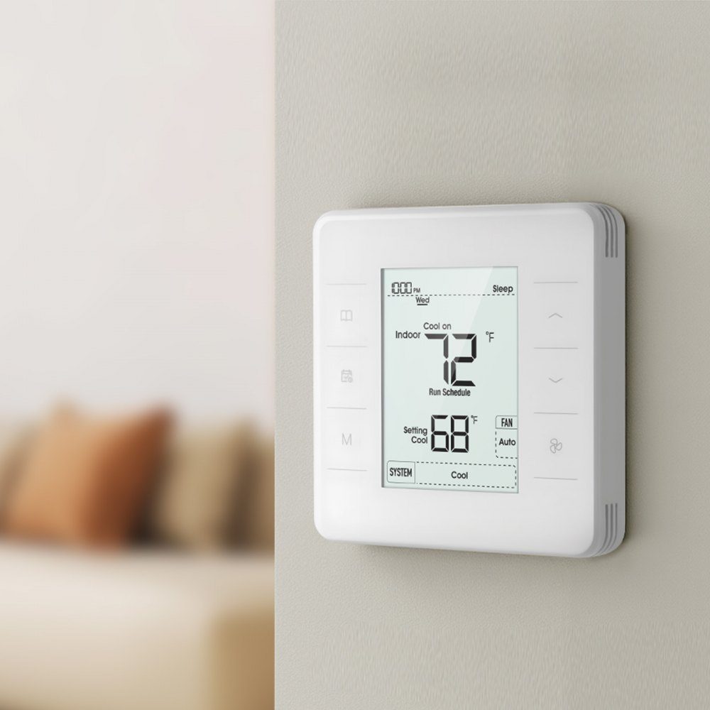 Thermostat programmable 7 jours, thermostat d'ambiance pour pompe à chaleur, climatisation, chauffage au sol, écran LED avec rétroéclairage, large plage de température de 5 à 37 °C, blanc