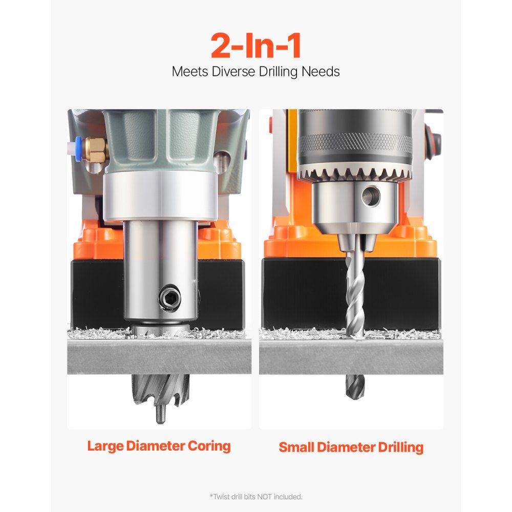 Profi Kernbohrmaschine Magnetbohrmaschine Magnetkraft 12500 N, 850 U/min 1450 W Magnetbohrmaschine 40 mm max. Bohrdurchmesser, Magnetkernbohrsystem für Schiffbau, Brückenbau etc. Orange