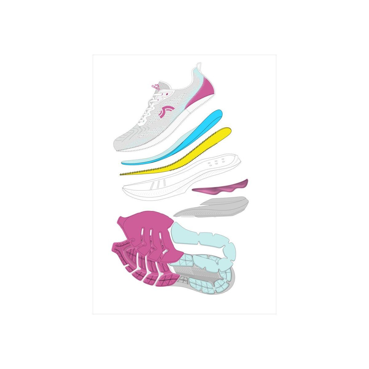 Chaussures de course pour femmes CRIVIT, avec semelle intercalaire amortissante en EVA