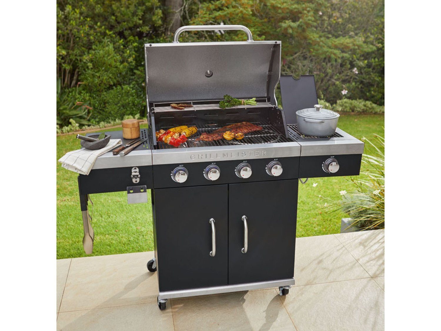 BBQ GRILLMEISTER gril à gaz 4 plus 1 brûleur