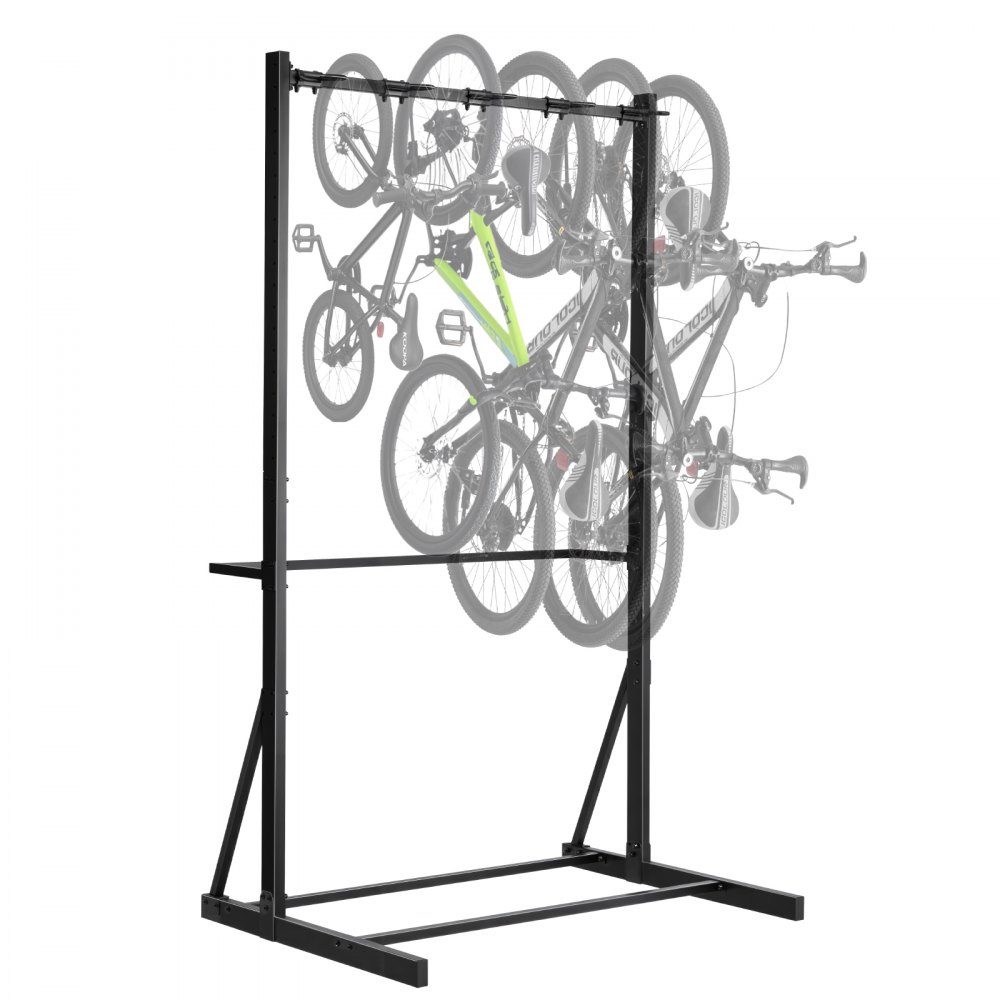 Porte-vélos pour 5 vélos, support de vélo avec 5 crochets robustes, acier au carbone, capacité de charge de 300 lb, support de sol vertical pour garage, salon, hangar intérieur