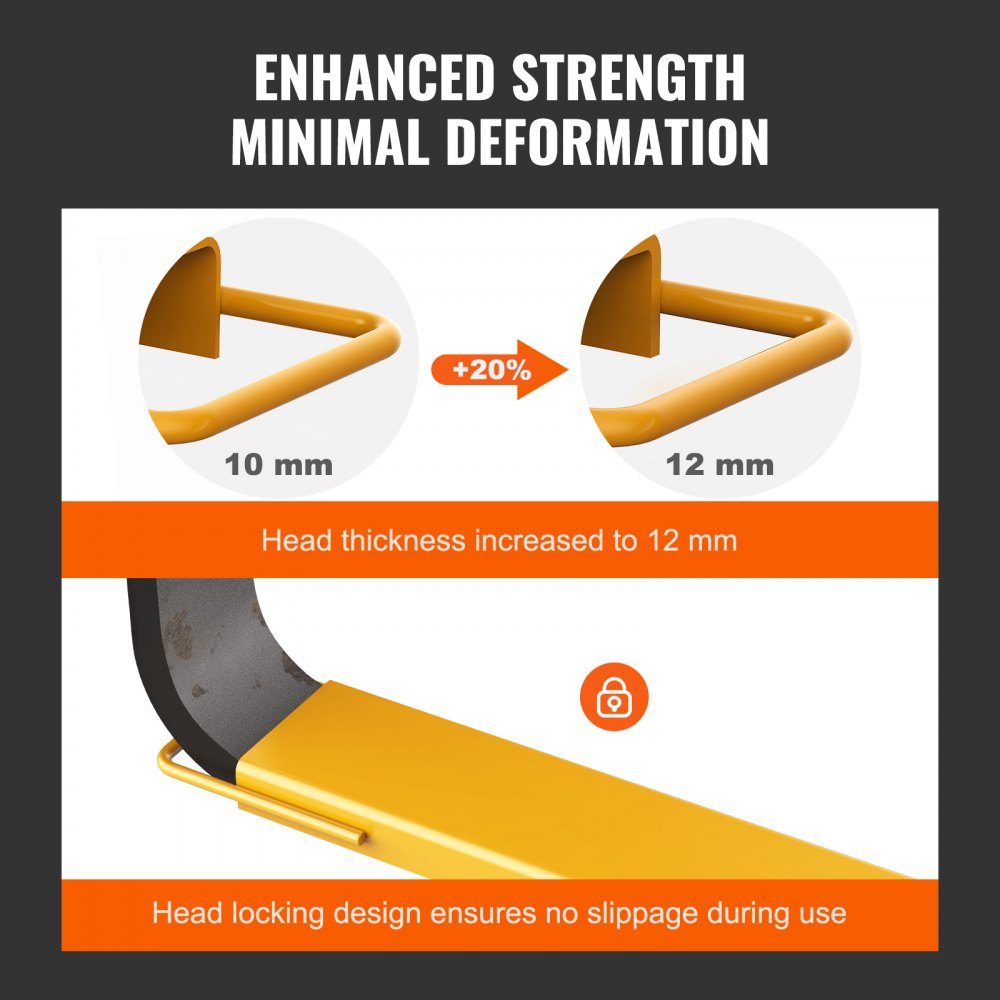 Set of 2 Fork Extensions, 1520mm Tine Extension, 1,815 Ton Load Capacity Forks, Q235 Carbon Steel, One Piece Design, Pallet Fork Extension, Compatible with 106mm Forks