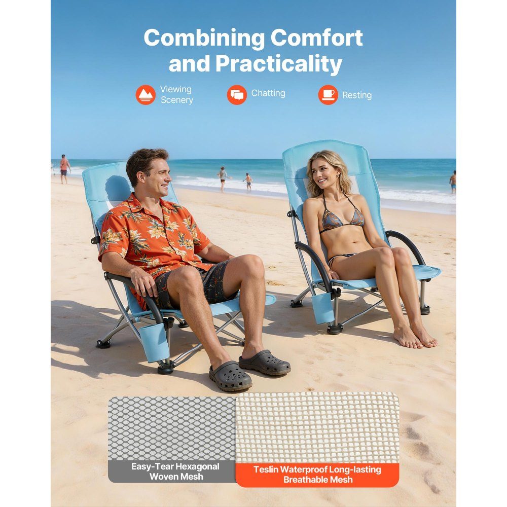 2 x campingstoelen klapstoelen 150 kg draagvermogen, visstoel met hoge rugleuning & kopjesvak & mesh rugleuning & draagtas & strandstoelen met extra brede zitting voor buitenactiviteiten vissen