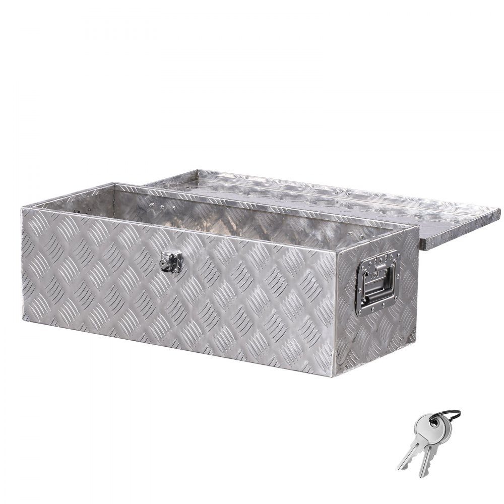 Aluminium-LKW-Ladeflächen-Werkzeugkasten mit seitlichem Griff und Schlossschlüsseln, Aufbewahrungs-Werkzeugkasten für Anhänger, Pickups, Wohnmobile (762 x 330,2 x 243,84 mm), silberfarben