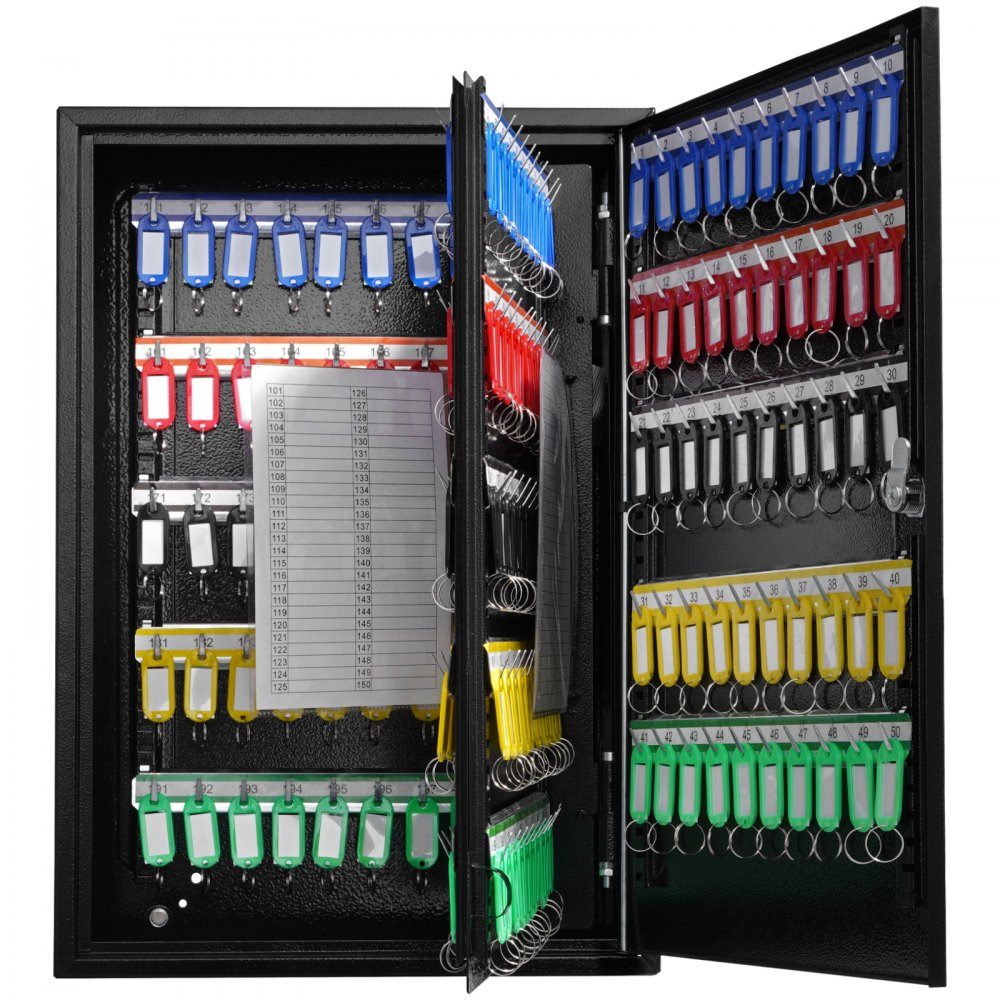 Schlüsselschrank, Schlüsselkasten, 200 Schlüssel, schwarzer Schlüsselkasten, Schlüsseltresor, verstellbarer, abschließbarer Schlüsselschrank mit 20 Schlüsselhaltern, 2 Schlüsseln und 4 Karteikarten