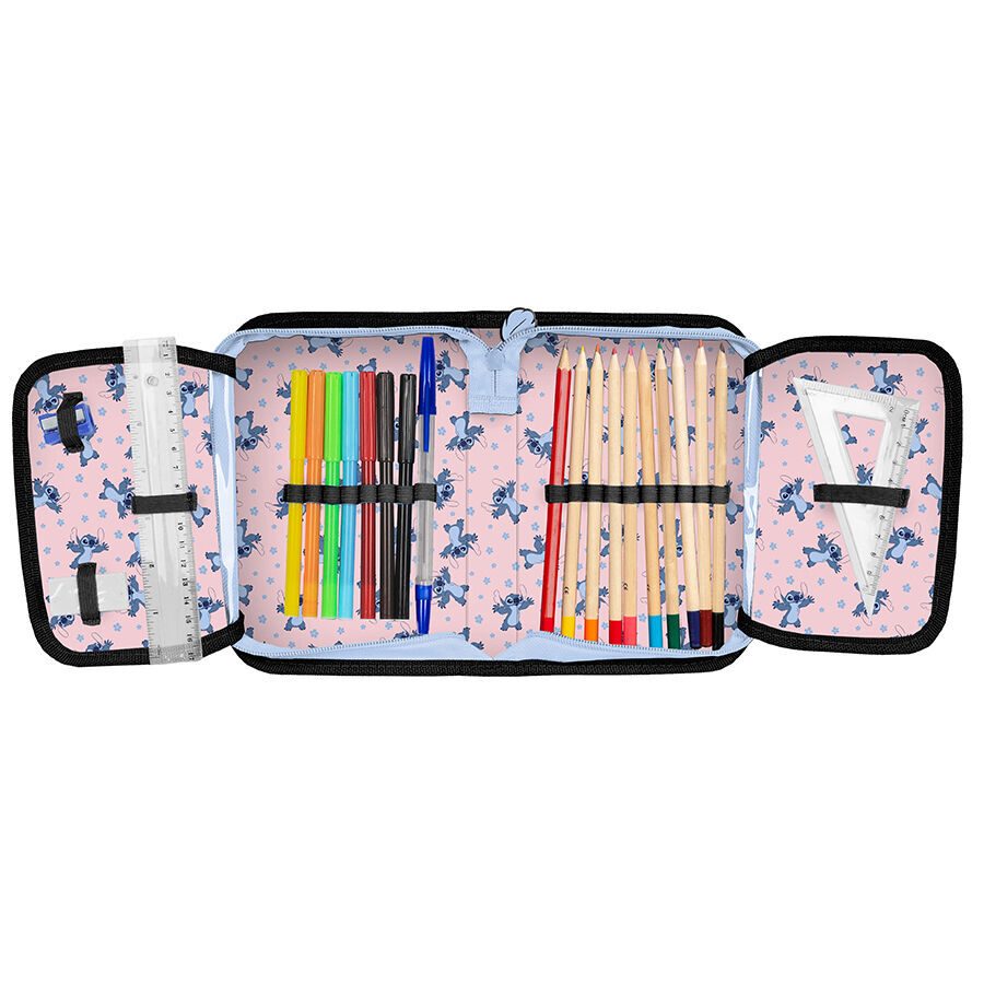 Federmäppchen mit himmelblauen Stitch -Accessoires