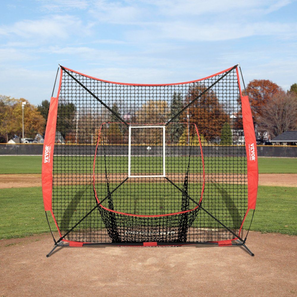 94" x 42" x 84" Baseball Softball Practice Net, Portable Baseball Training Net for Batting, Catching, Pitching, Backstop Equipment with Arch Frame, Carry Bag, Strike Zone, Balls, Ball Collector