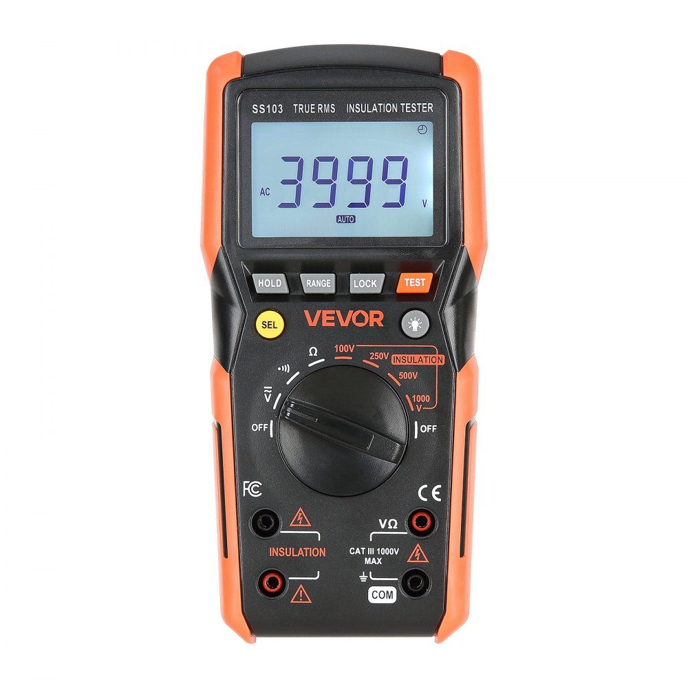 Digital Multimeter, 4000 Count TRMS Voltmeter Ohmmeter, 1000V AC/DC Voltage Tester with switchable auto/manual range for voltage, resistance and continuity measurement