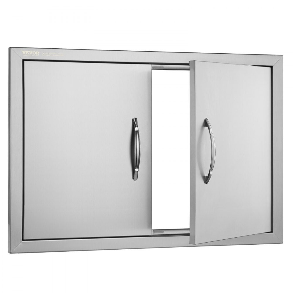 Grill Access Door 711x482mm Double Outdoor Kitchen Door Flush Mount Stainless Steel Door Vertical Wall Door with Handles for Grill Island Grill Station Outdoor Cabinet