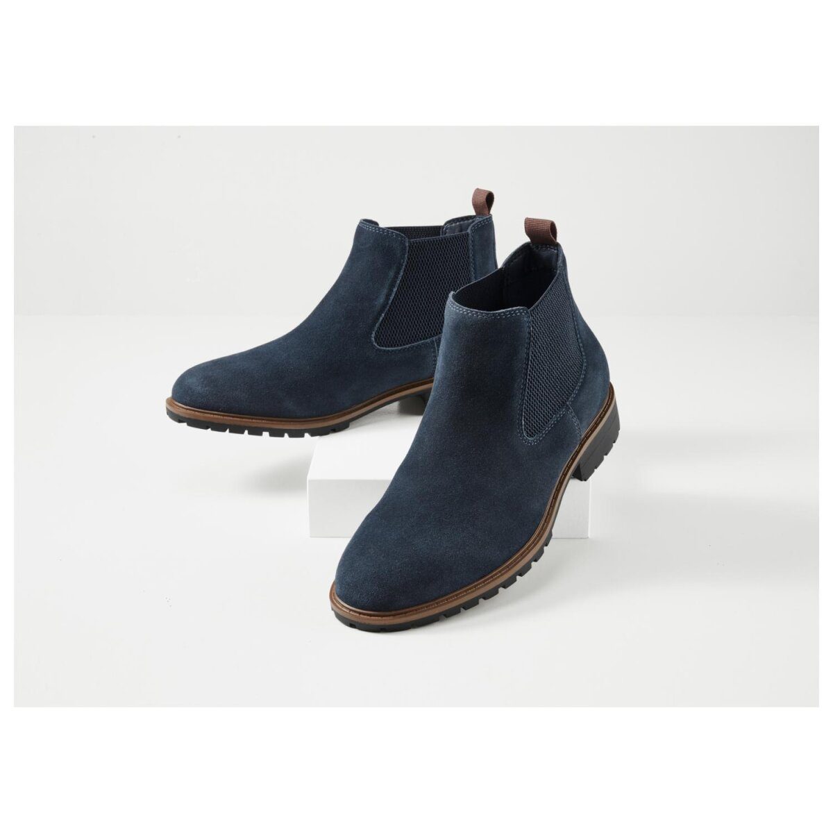 esmara® men's leather ankle boots, 43, navy blue