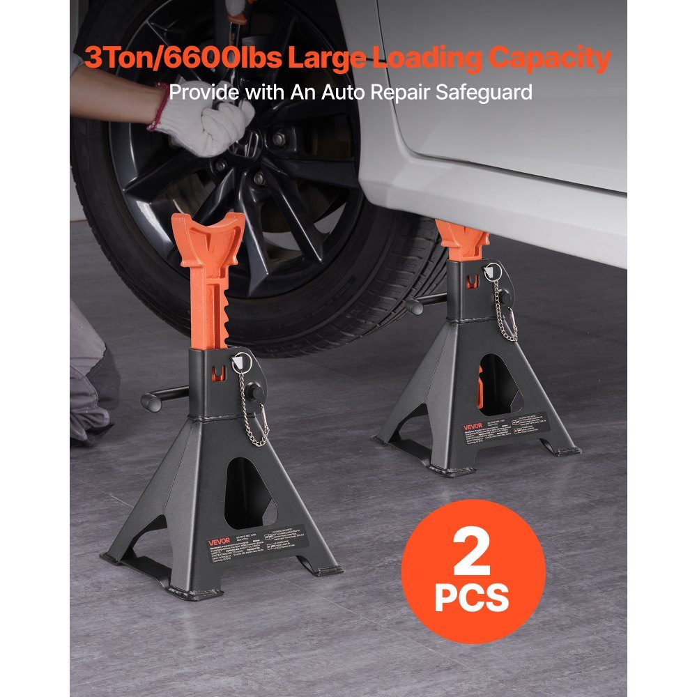 Abstellständer 3 t, Wagenheberständer 275-415 mm höhenverstellbar, Wagenheberständer aus Stahl mit Doppelverriegelung, zum Anheben von SUVs, Pickups, PKWs, UTVs/ATVs, 1 Paar, 190 x 180 x 275 mm
