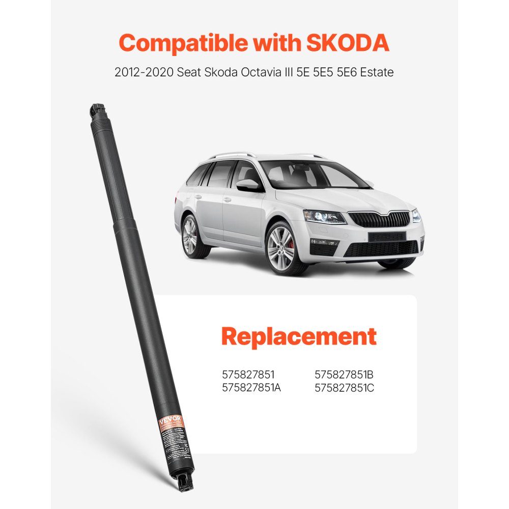 2 x Heckklappen-Hebeunterstützung hinten links und rechts, kompatibel mit Skoda Octavia III 2012-2020, elektrische Heckklappen-Stoßdämpferstrebe, ersetzt OE-Nummer 575827851, 575827851A, 575827851B