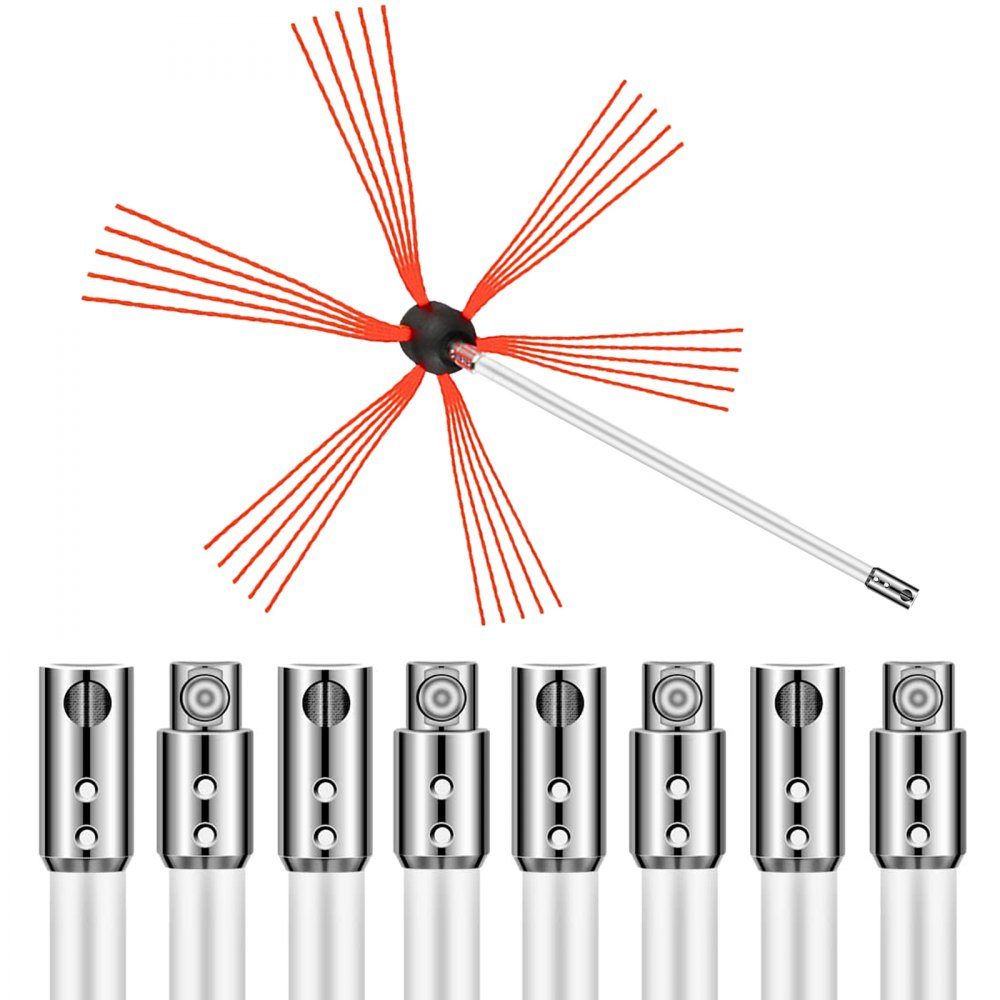 Schoorsteenveger 9m, schoorsteenvegerbezem 30mm borstellengte schoorsteenvegerbezem, 101-305mm schoorsteenstaven, pijpstang schoorsteenveger krachtvegen reiniging schoorsteenbezemsysteem