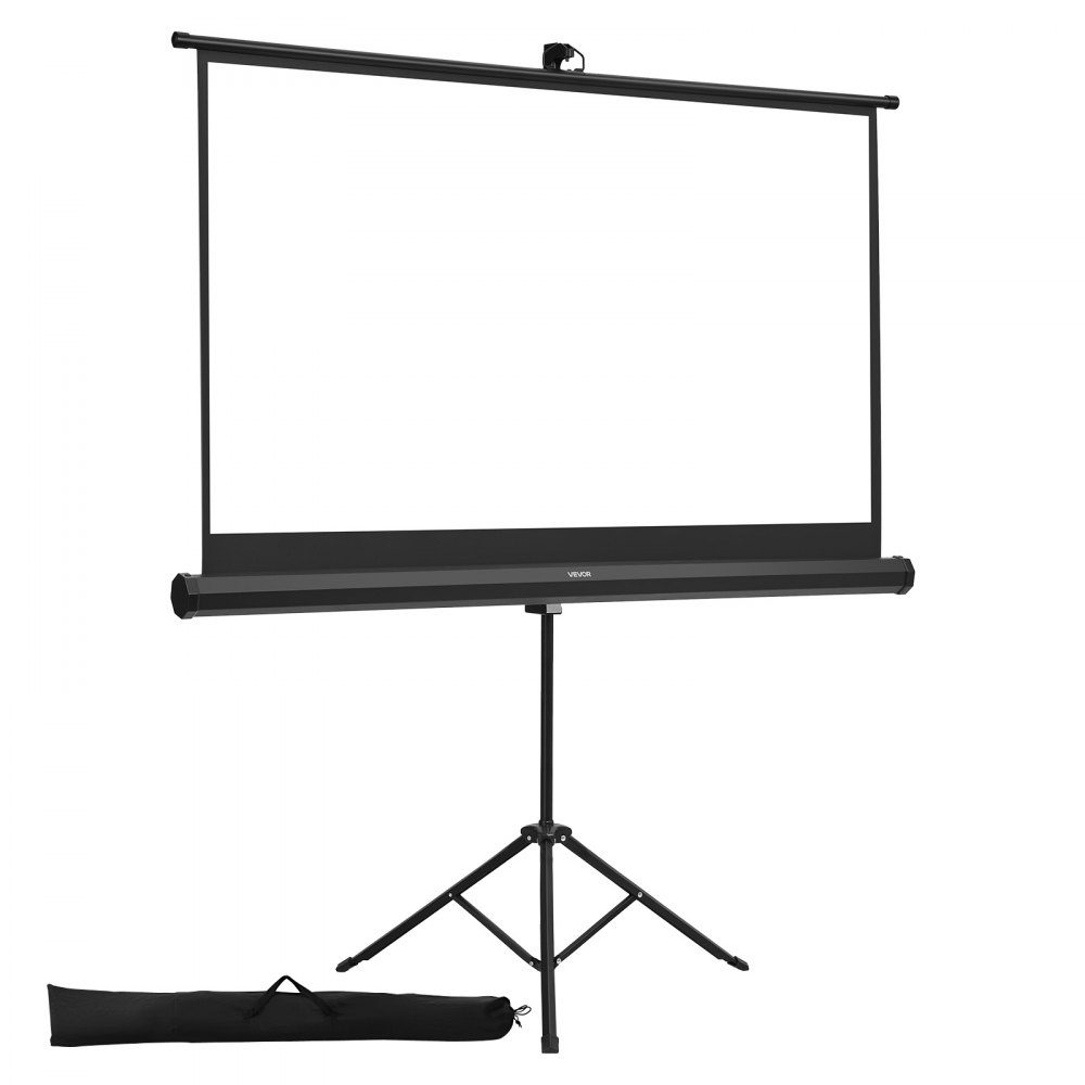 Projection screen tripod screen (60 inches) with 160° wide angle, projector screen for indoor and outdoor projectors 16:9 4K HD, portable film screen with carrying bag for home cinema presentation