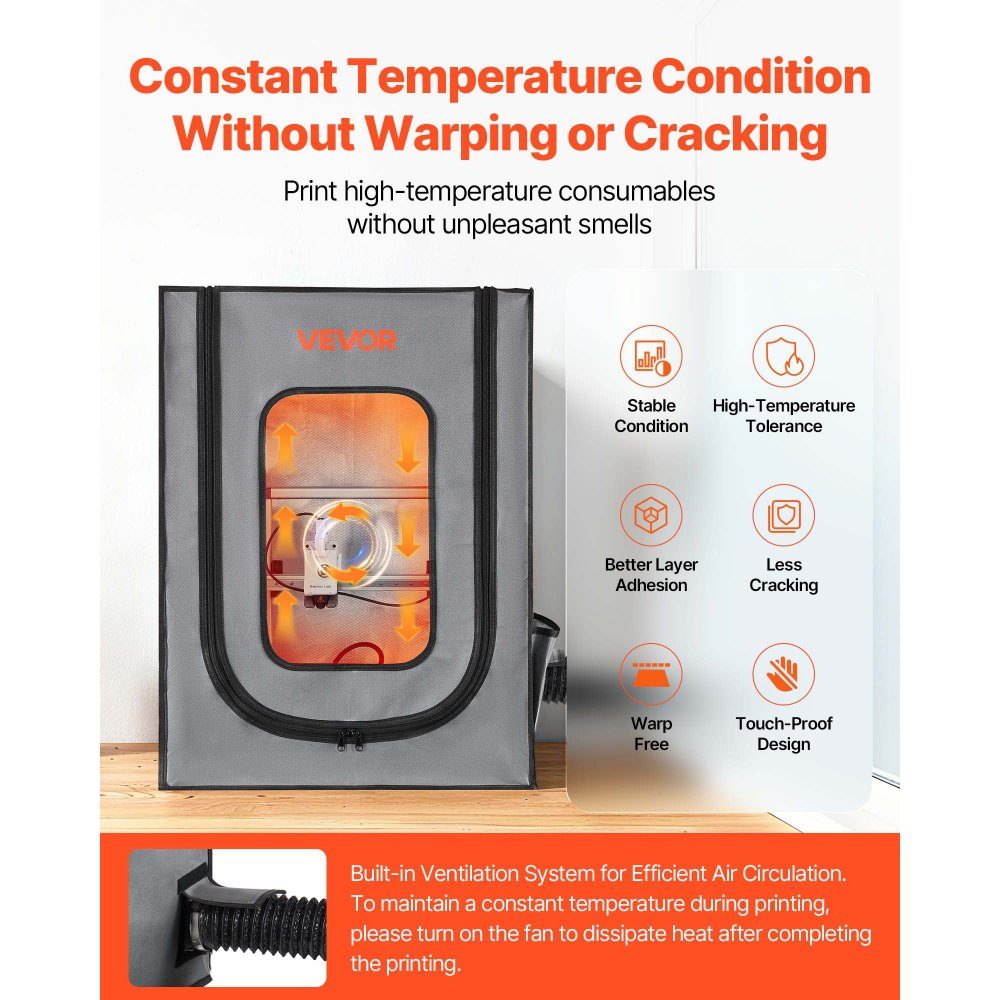 3D Printer Enclosure, Printer Tent (55x65x75cm), Dustproof and Waterproof Protective Cover with Constant Temperature and LED Lighting, Compatible with Photon Mono/Mars 3, FDM/LCD Printer