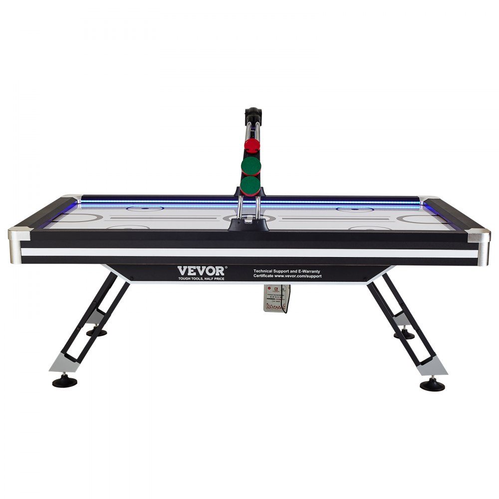 Pneumatyczny stół do hokeja, kryty stół do hokeja dla dzieci i dorosłych, sportowa gra hokejowa LED z 2 krążkami, 2 suwakami i elektronicznym systemem punktacji, zestaw do gier zręcznościowych do pokoju gier