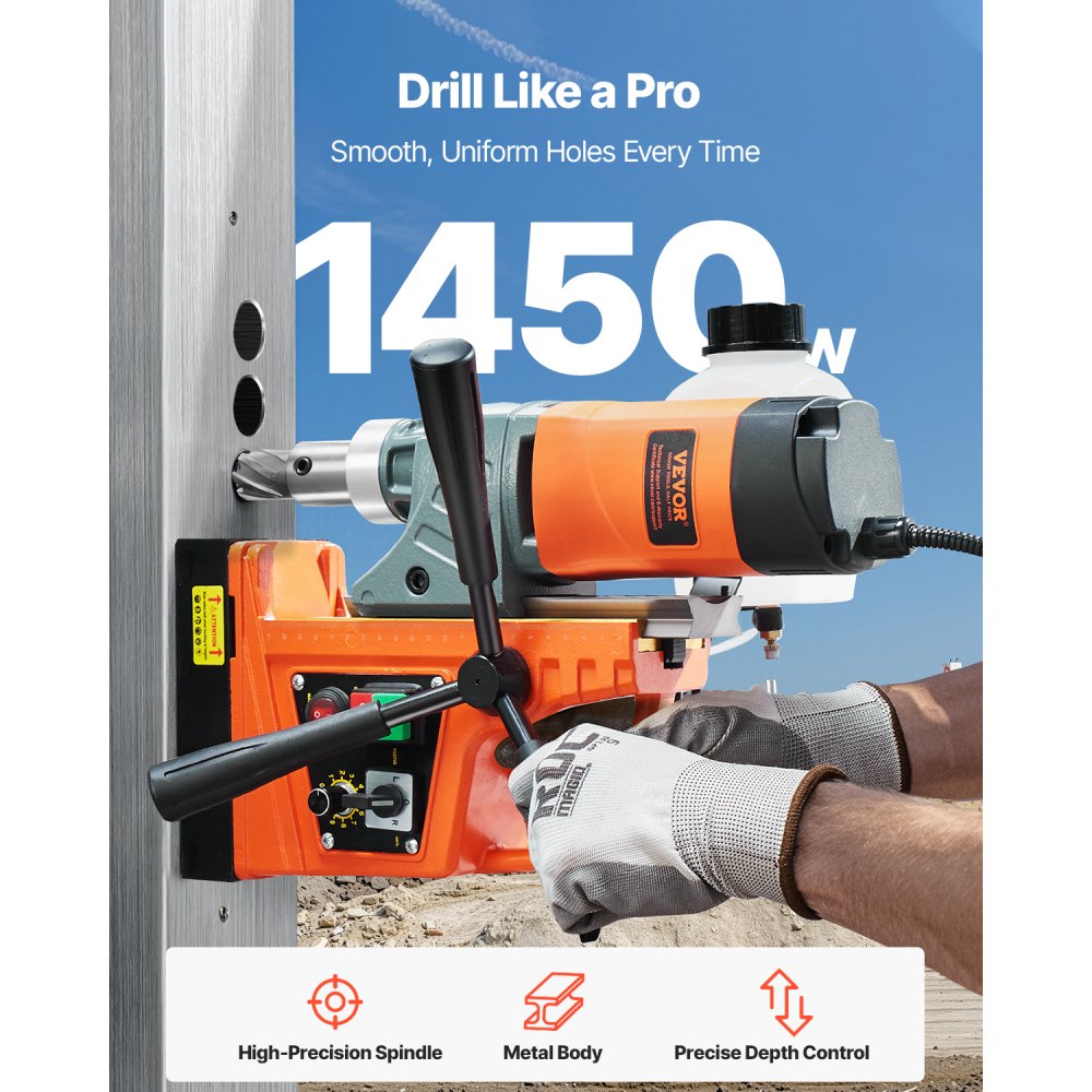 Perceuse magnétique moteur 1450 W, diamètre de foret de 2 pouces, perceuse magnétique électrique portable de 2878 lbf, avec 6 forets à noyau, perceuse de surface métallique, zone de bricolage Perceuse magnétique moteur 1450 W, diamètre de foret de 2 pouces, perceuse magnétique électrique portable de 2878 lbf, avec 6 forets à noyau, perceuse de surface métallique, zone de bricolage