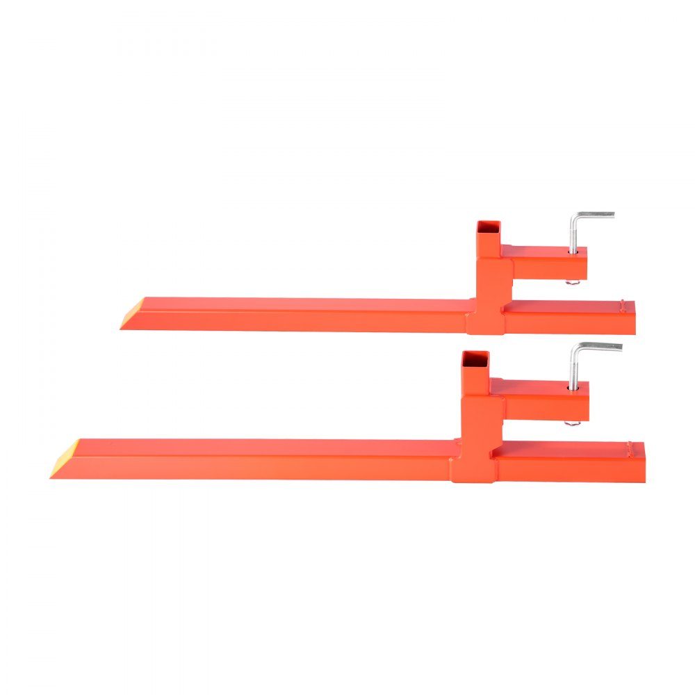 Pallet Forks, 907kg Clamp Fork Carrier, 1090mm Overall Length, Quick Attach Forks, Compatible with Tractor Attachments, Loader Bucket and Skid Steer Loader, Orange
