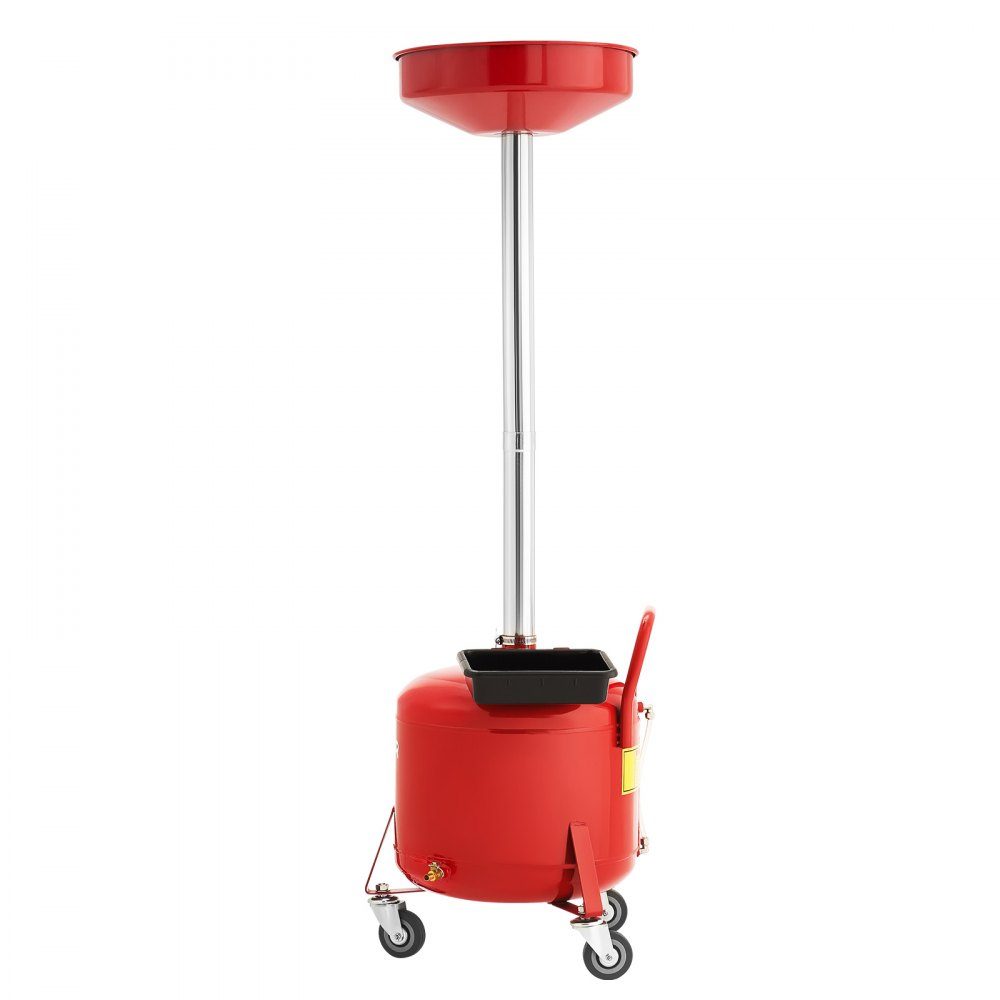Oil Catch Trolley 30L, Oil Catch Trolley with Adjustable Funnel Height, Oil Catch Container with Wheels and Tool Box, Liquid Fuel Drain for Auto Workshop, Red