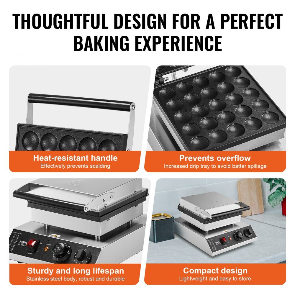 Mini Pancake Machine, Commercial Dutch Mini Pancake Machine, 25pcs, 43mm Diameter, Dorayaki Baking Machine, 1700W, Temperature and Time Control, in Kitchens, Cafes and Restaurants