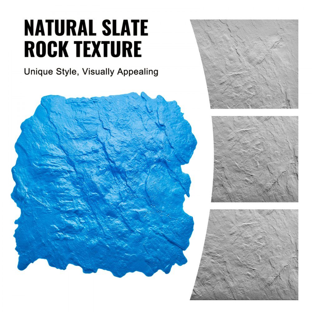 Concrete Stamping Mat 18" x 18" Concrete Textured Skin Polyurethane Stamp Stone Tiles Textured Mat Slate Floor Imprint Seamless Stamp Outdoor Concrete Molds Decorative Blue
