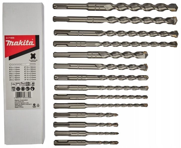 ZESTAW wierteł do muru MAKITA D-71956 SDS-Plus (14 sztuk)