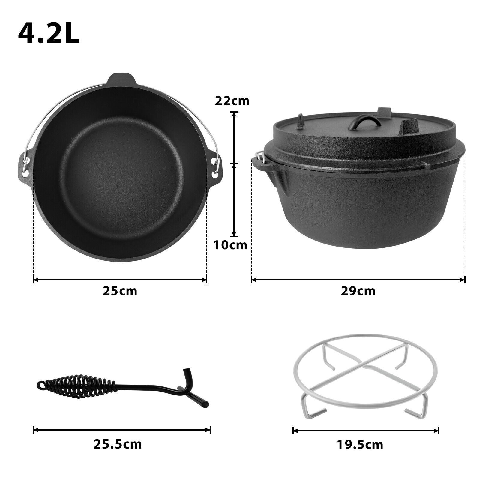 Starterset BBQ Dutch Oven Füße ca. 4,2 Liter