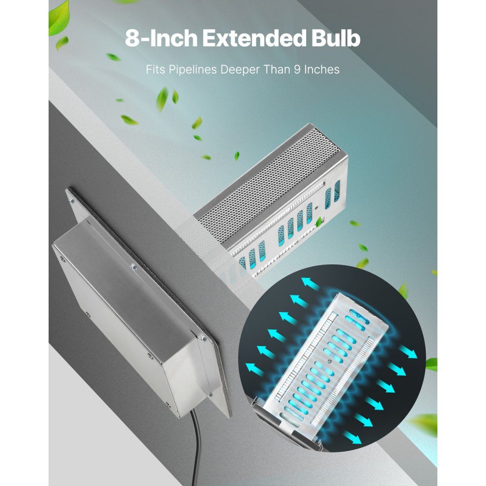 HVAC-Luftreiniger für das ganze Haus, 18 W, 254 nm, Klimaanlagenkanal, UV-UVC-Licht, Luftreiniger mit 2 Glühbirnen, HVAC-UV-Lampen mit Netzkabel, Luftreiniger für Klimaanlage