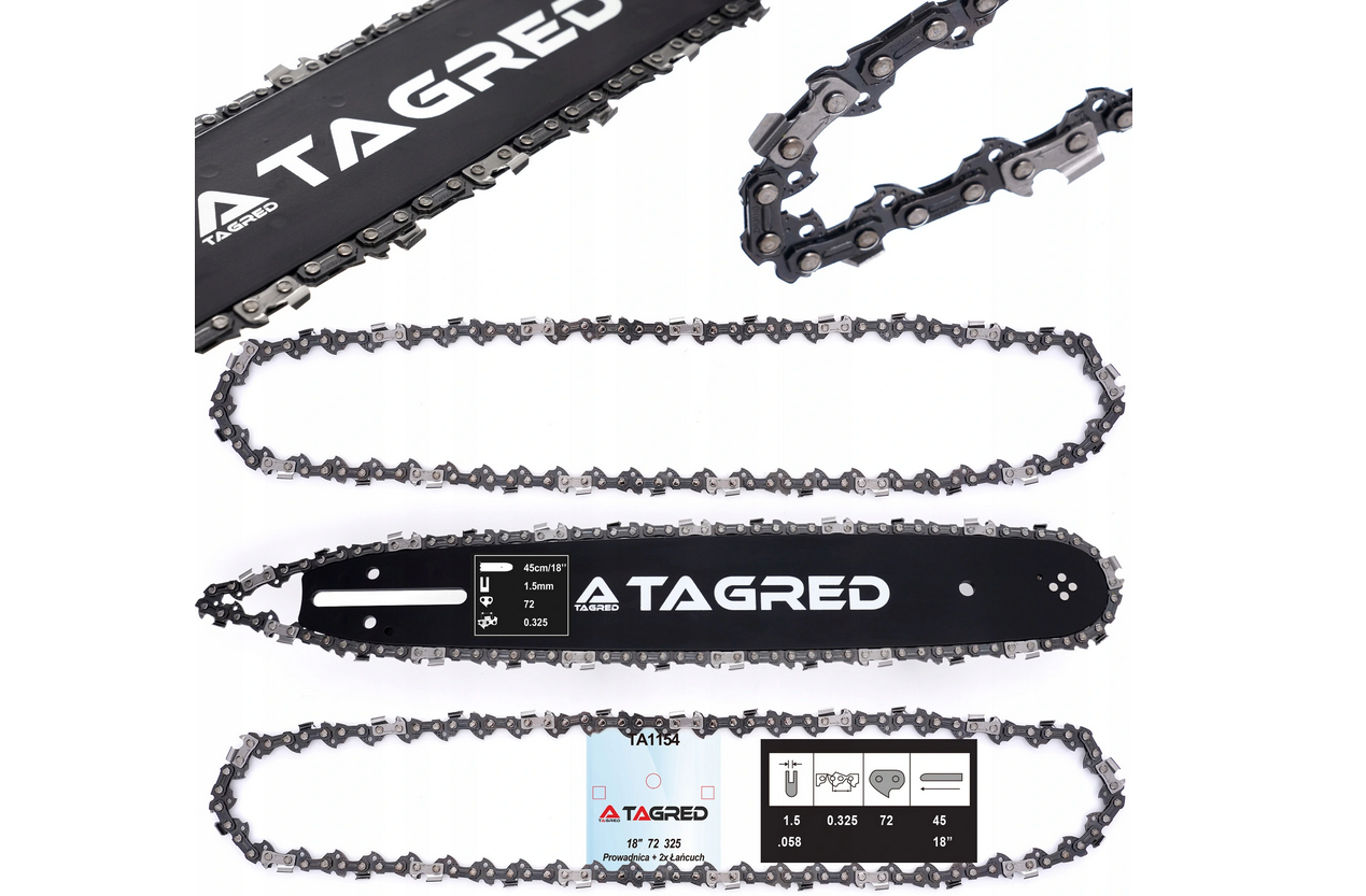 Kettingzaag kettingzaaggeleiderail met 2x zaagketting 18" 45cm 0,325" 1,5mm 72 schakels set Kettingzaag kettingzaaggeleiderail met 2x zaagketting 18" 45cm 0,325" 1,5mm 72 schakels set