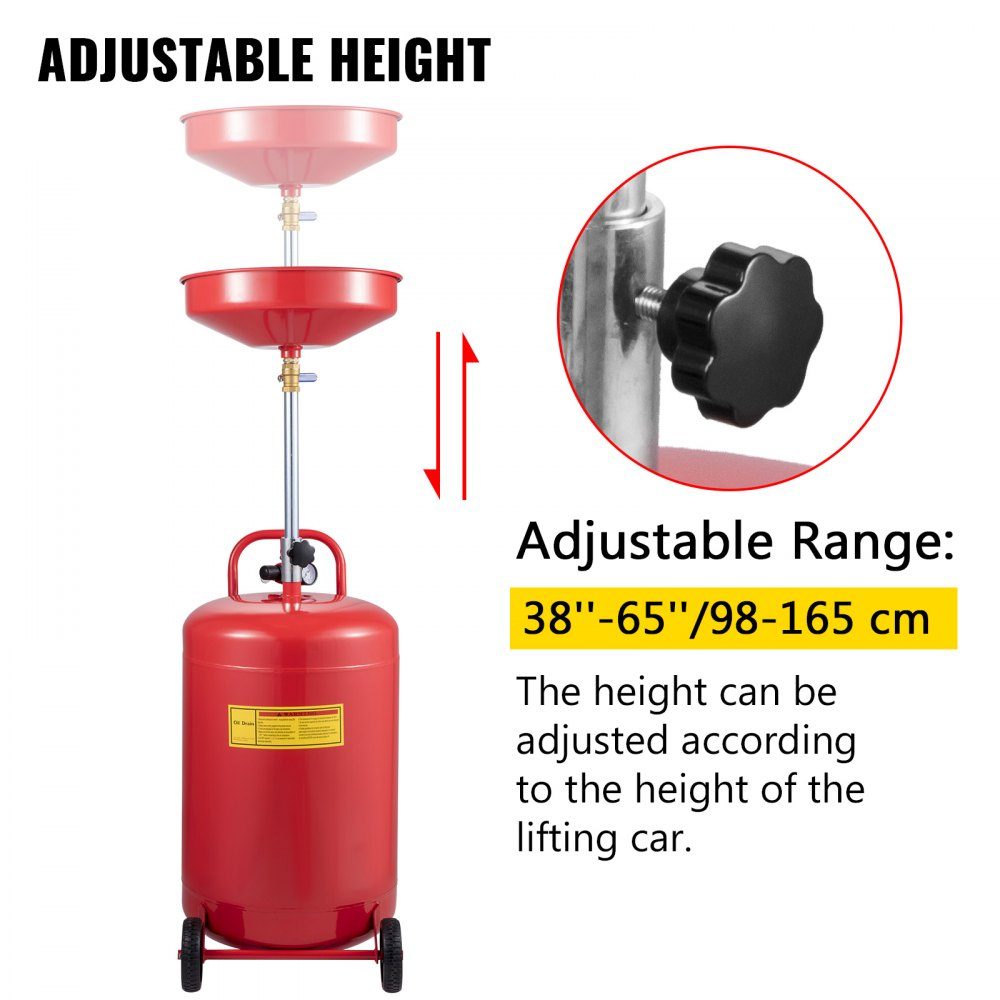 Réservoir de vidange d'huile usée, vidange d'huile Portable 75,7 l, à commande pneumatique, avec Valve d'air