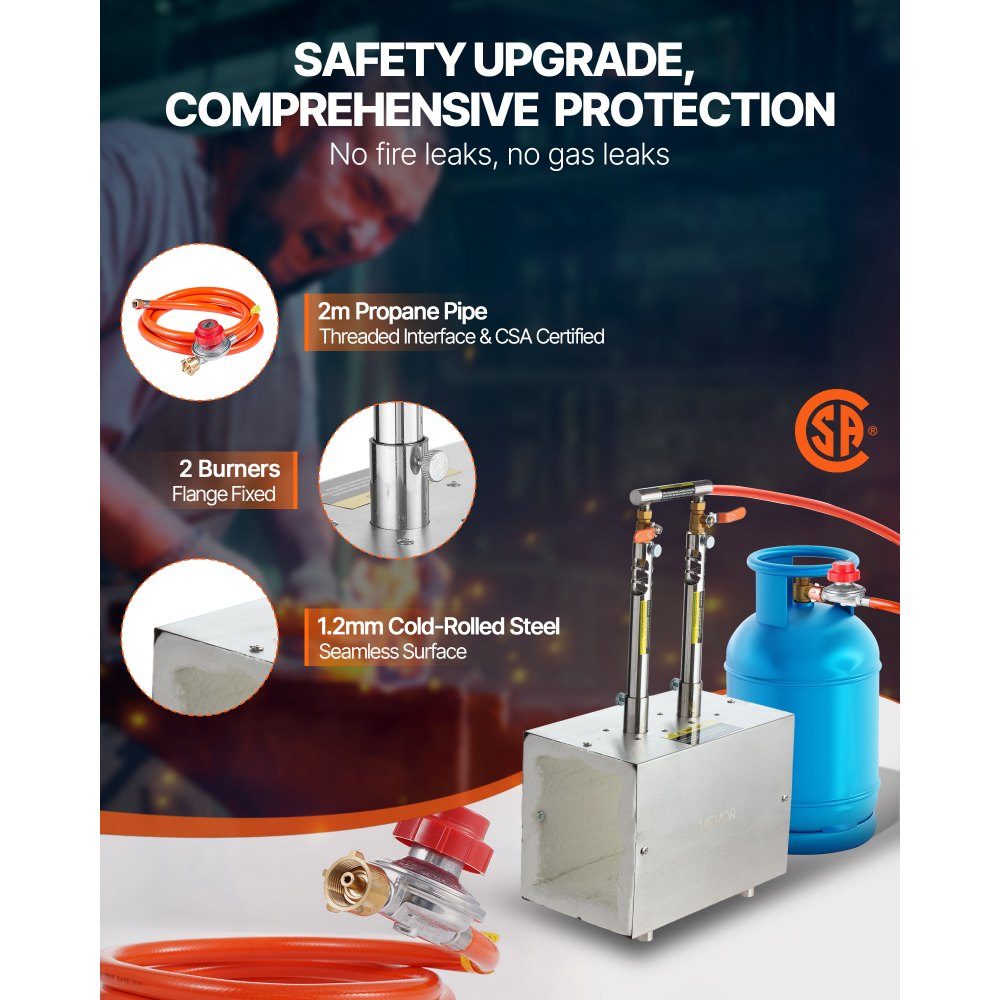 Portable 2 Burner Propane Blacksmith Furnace 1427°C Farrier Blacksmith Furnace Square Shape Stainless Steel Gas Blacksmith Tools and Equipment Smelting Furnace Metal Forging Use – Part No. HT-24138