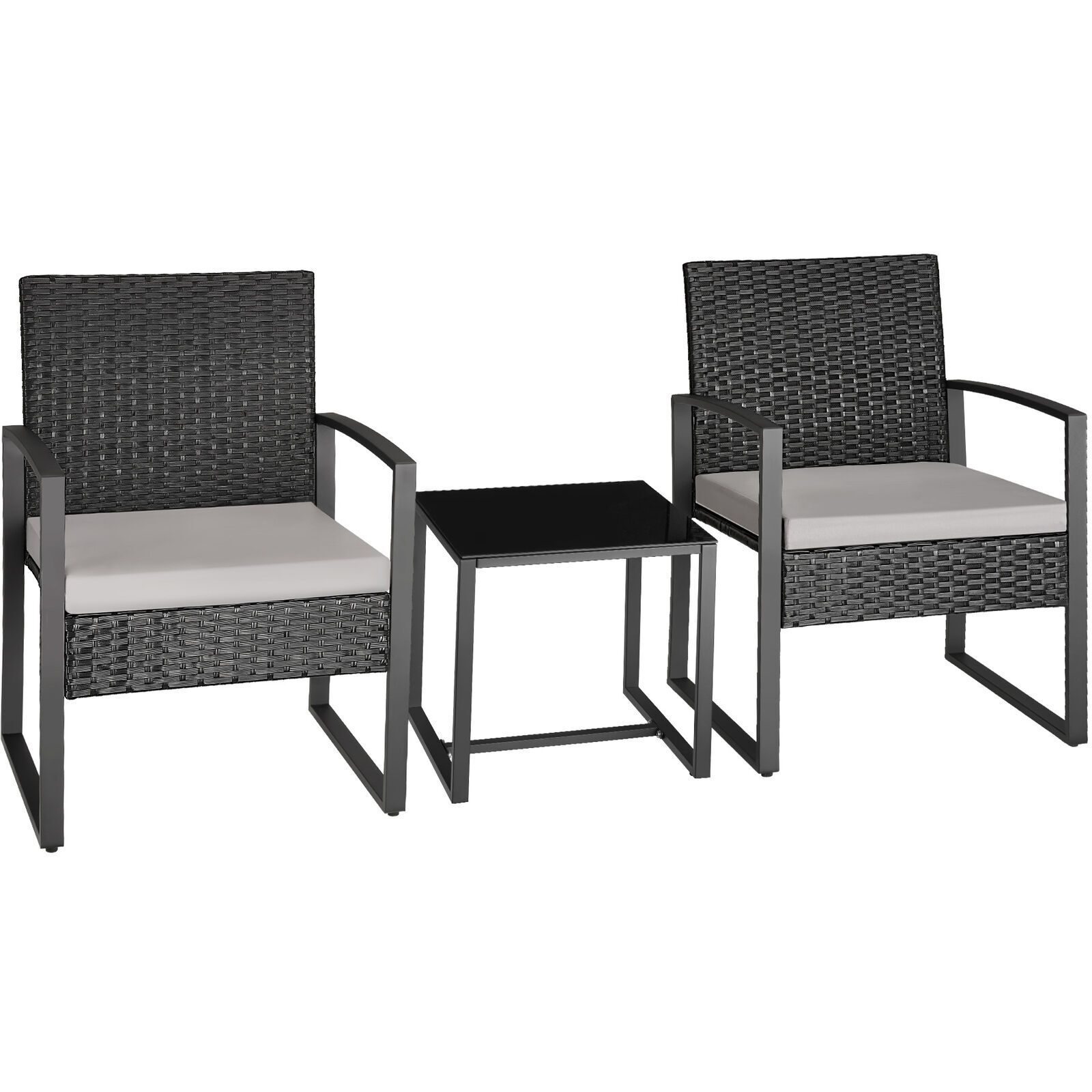 Balkonstühle 2er Set mit Tisch, Gartenmöbelset, Balkon, Rattansitzgruppe
