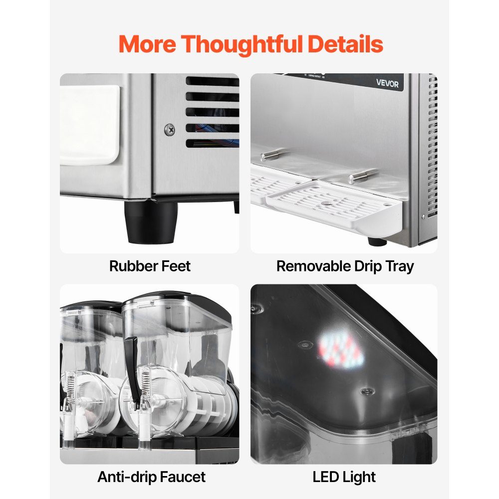 Slush Machine 4 x 12L, Slush Ice Cream Machine 1650W (No Ice Required), Electric Margarita Machine with Self-Cleaning Function, Suitable for Frozen Margaritas, Frappes, Milkshakes, Shakes