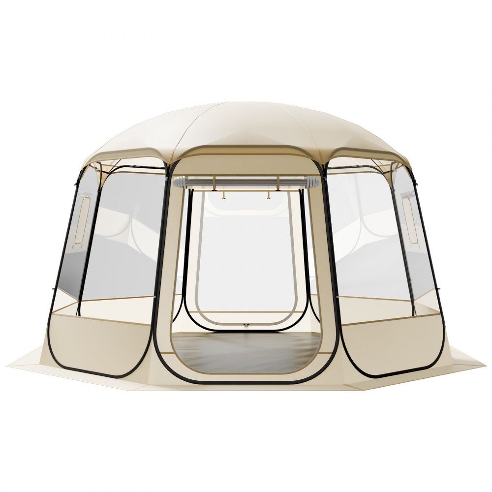 Pop-Up-Blasenzelt, 366 x 345 x 220 cm, transparentes Campingzelt, Gartenkuppel-Iglu-Zelt mit Fenstern, Sportzelt, 540°-Panoramablick für 10–12 Personen, Terrasse, Hinterhof