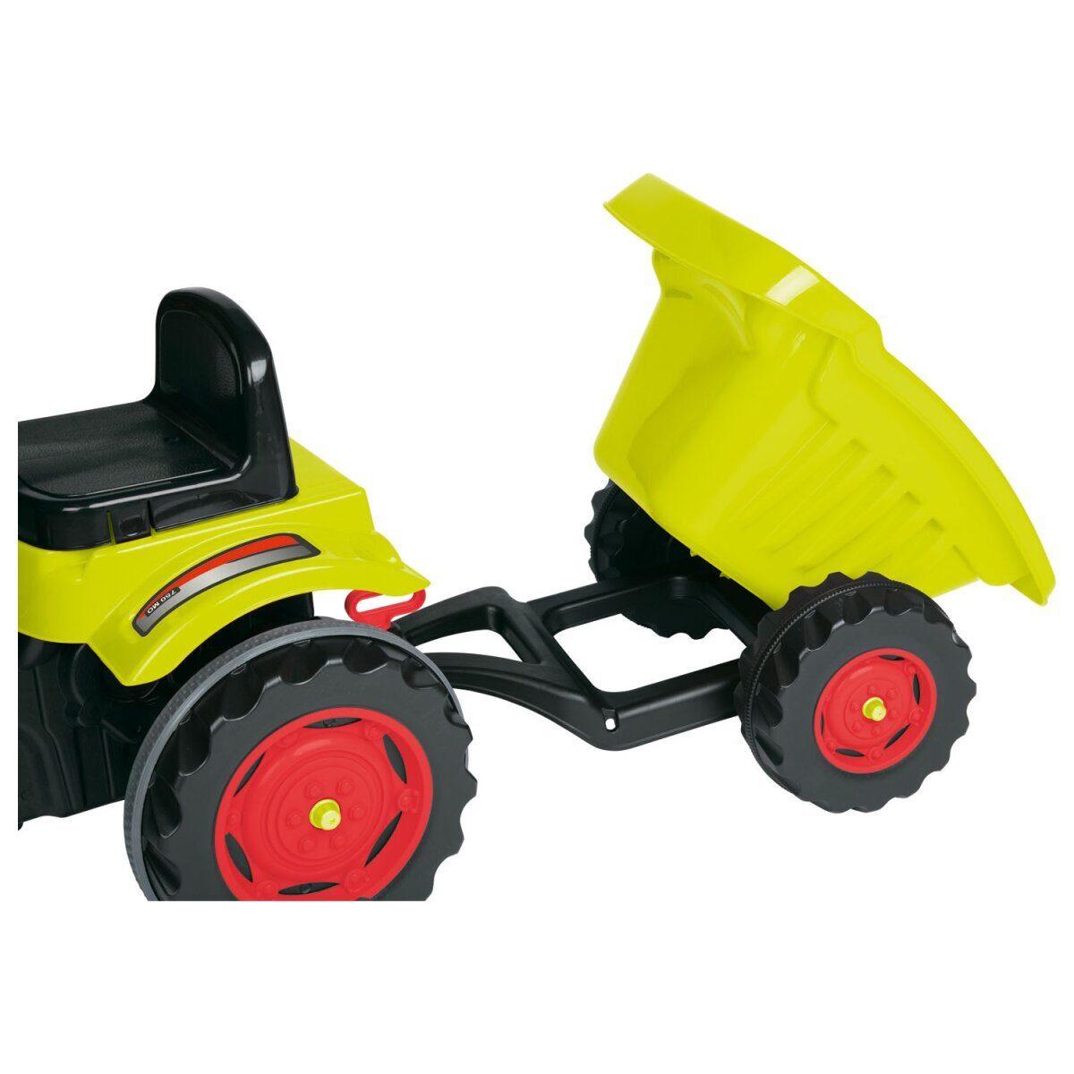 Children's pedal tractor including trailer with horn