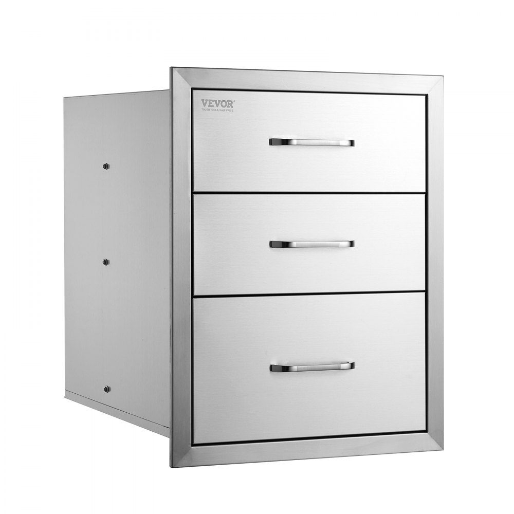 Buitenkeuken, roestvrijstalen grillladen met drievoudige toegang en chromen handgreep, 458 x 585 x 588 mm
