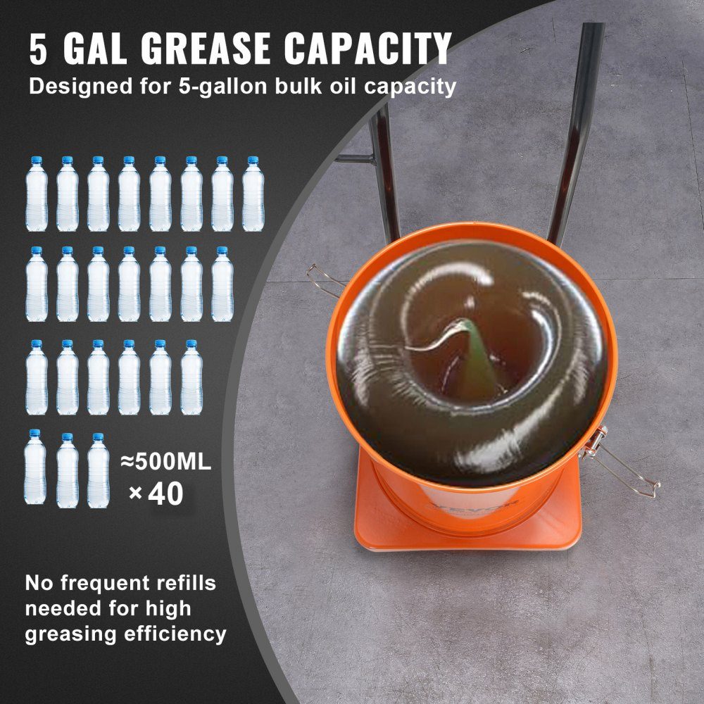Grease Pump 20L Air Powered Grease Pump 0.6-0.8MPa Die Cast Aluminum Pump -20-100°C Operating Temperature Pneumatic Grease Pump NPT Port Grease Pump Suitable for 0-3# Grease