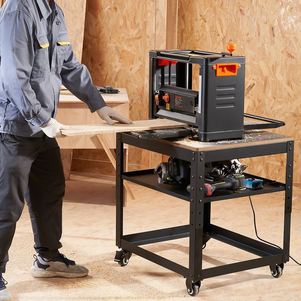Machinestandaard dikteschaafmachine 70,3×60,3×90cm basisframe dikteschaafmachine staal & MDF Max. draagvermogen 45 kg. Machinetafel in hoogte verstelbaar. Compatibel met de meeste schaafzagen
