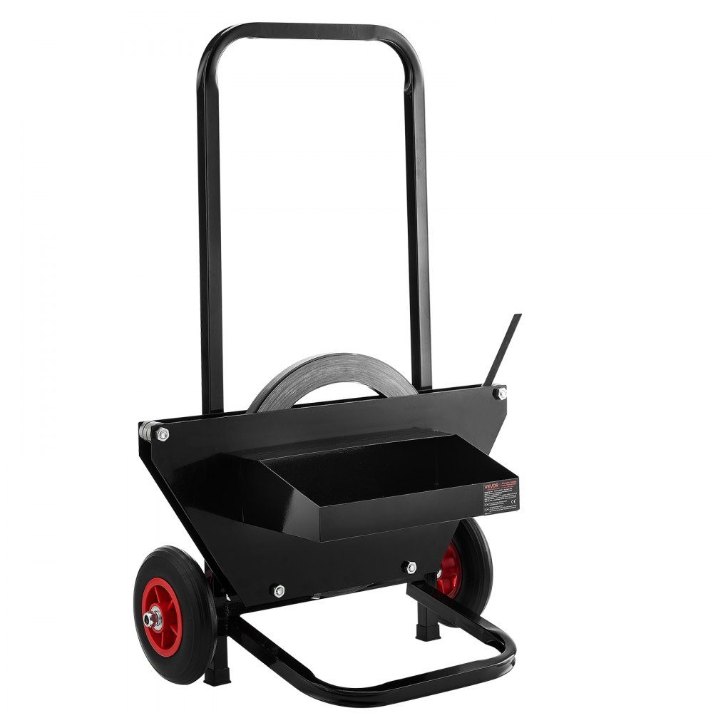 Distributeur, adapté aux bobines de feuillard en acier avec des dimensions extérieures de mandrin de 600 mm, distributeur de cerclage avec roues en caoutchouc, chariot de cerclage, dispositif de cerclage, adapté à l'usine, à l'entrepôt, à la zone de charg