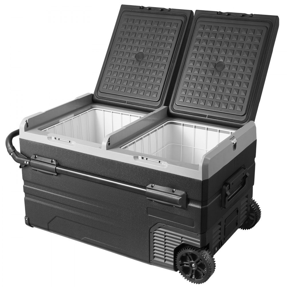 12V Car Fridge, 115L Portable 2 Zone Freezer with Wheels and Handle, -20°C to 20°C, 12/24V DC / 100-240V AC Compressor Cooler for Outdoor Camping Travel