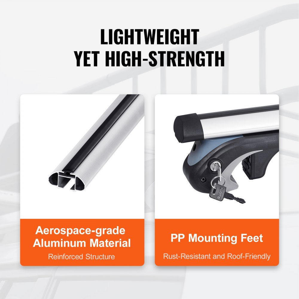 Dachträger, Universal-Dachgepäckträger, Auto-Aluminium-Querträger, 90 kg Tragfähigkeit, für erhöhte Seitenschiene mit Lücke, geeigneter Innenabstand des Dachbalkens 19–113 cm, Rohrdurchmesser 28–68 mm
