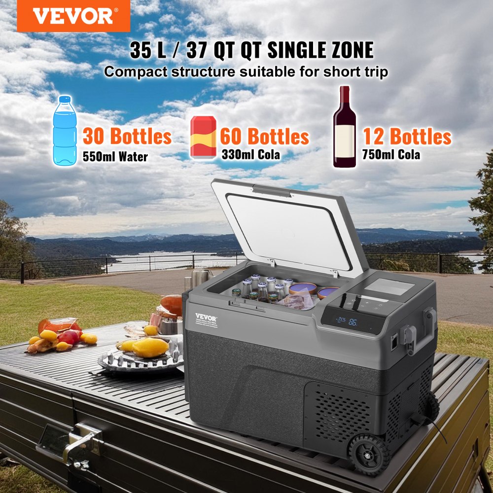 Portable Car Fridge with Ice Making Function, 12V Car Fridge, 35L Portable Single Zone Freezer, -20°C to 20°C Adjustable Temperature, with Wheels for Camping, Car, RV Portable Car Fridge with Ice Making Function, 12V Car Fridge, 35L Portable Single Zone Freezer, -20°C to 20°C Adjustable Temperature, with Wheels for Camping, Car, RV