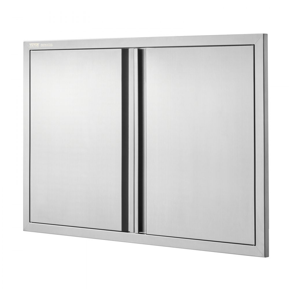 Grill Access Door 914x610mm Double Outdoor Kitchen Door Flush Mount Stainless Steel Door Vertical Wall Door with Retractable Handles for Grill Island Grill Station Outdoor Cabinet