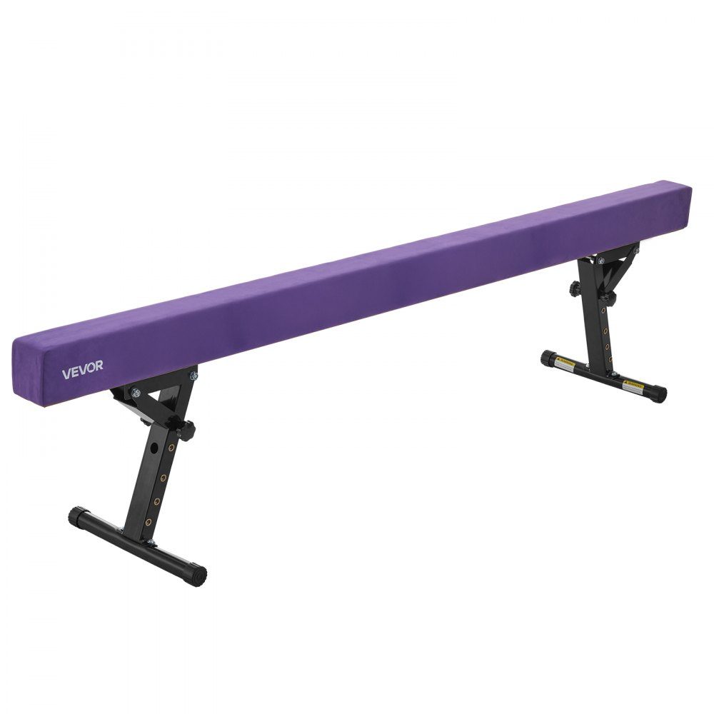 Schwebebalken Gymnastik Kinder 241 cm höhenverstellbar (5 Stufen/170/380470/540/565 mm), 158,7 kg belastbarer Gymnastikbalken, Schwebebalken für Fitnessstudio, Lila