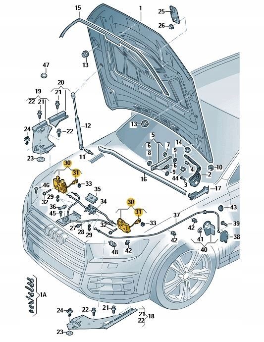 Original Audi Q7 front hood lock with micro switch 4M0823509B 4M0823509 4M0823509A