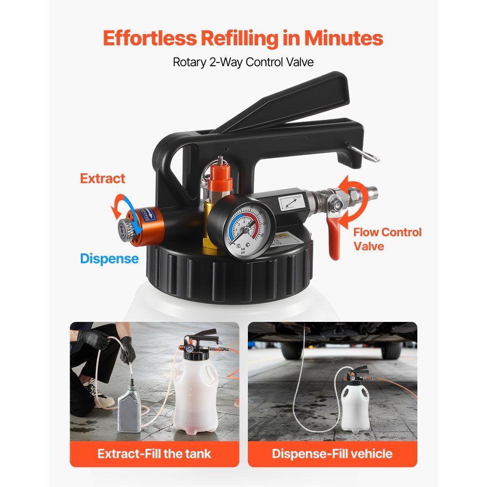 Getriebeölpumpe 8L, pneumatische Transferpumpe mit 15 ATF-Adaptern, Getriebeöleinfüller mit HDPE-Tank, Ölsaugpumpe, Öleinfüller, Öleinfüller, Pumpenwerkzeug für Autos und Boote